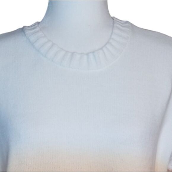 Ella Rafaella Ombre Pullover Sweater Mock Orange White Knit Size XL - Picture 7 of 10